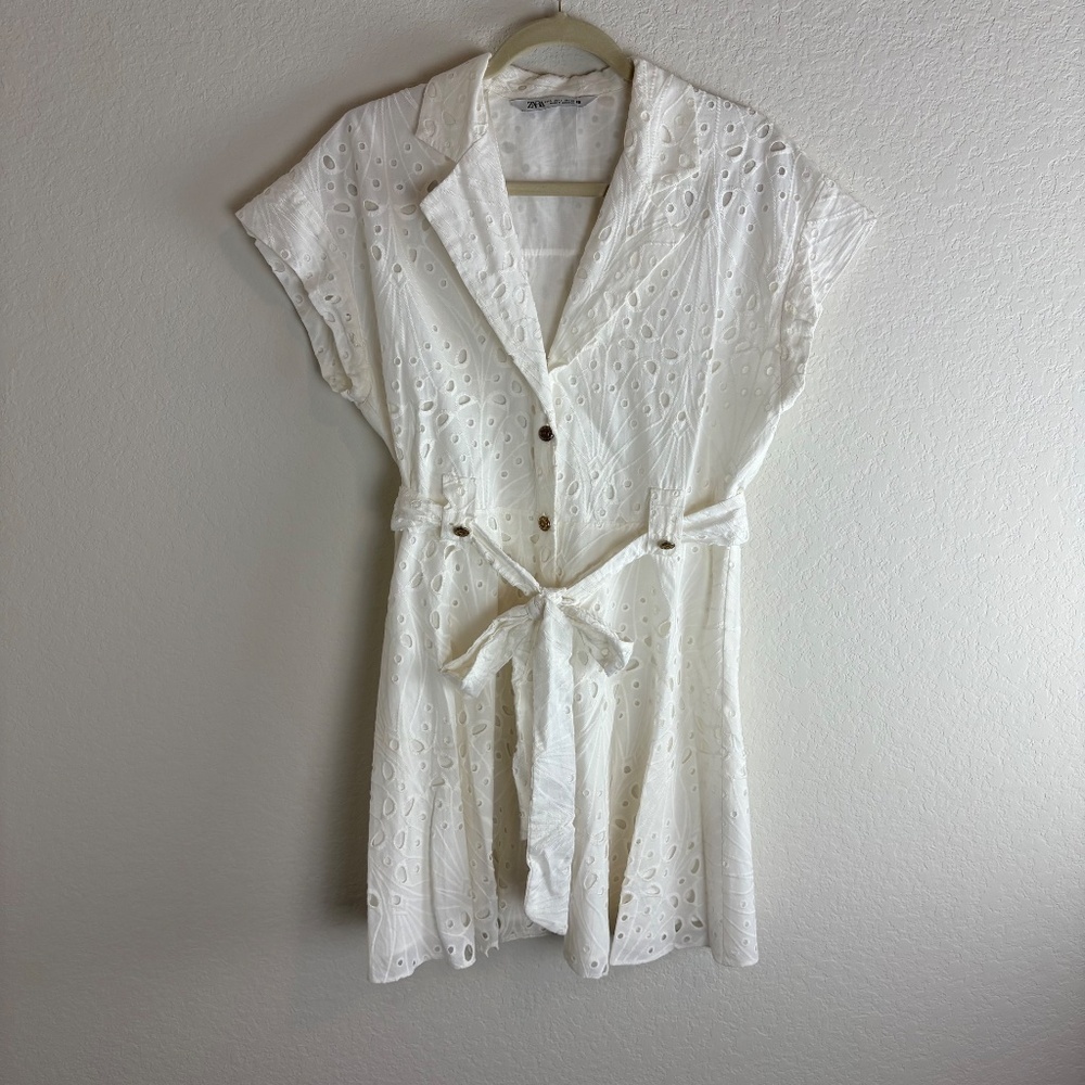Zara White Eyelet Dress